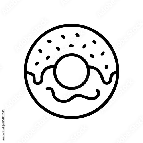 Classic donut icon with sprinkles and icing  