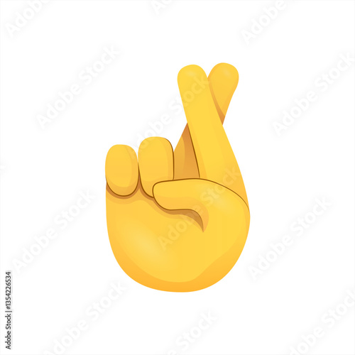 Crossed Fingers Hand Gesture Emoji Icon Illustration Sign. Good Luck Vector Symbol Emoticon Design Vector 10 EPS.