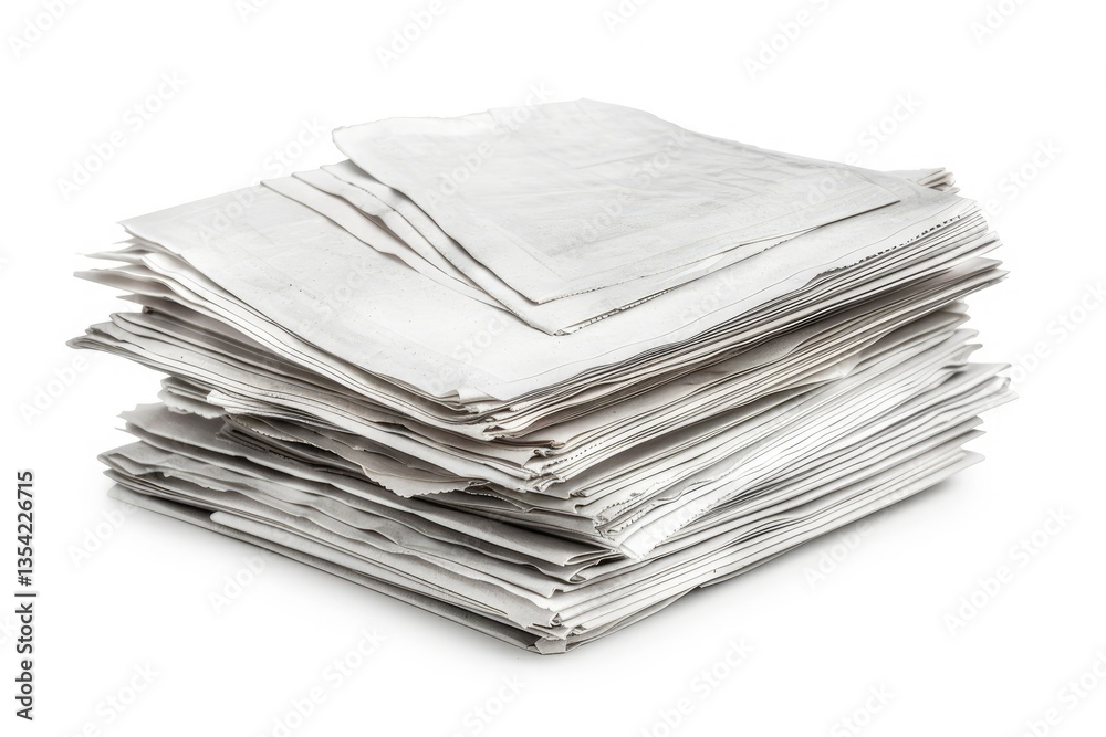 High Detail Image of Pile of Blank Newspapers Isolated on White Background High Detail Image of Pile of Blank Newspapers Isolated on White Background