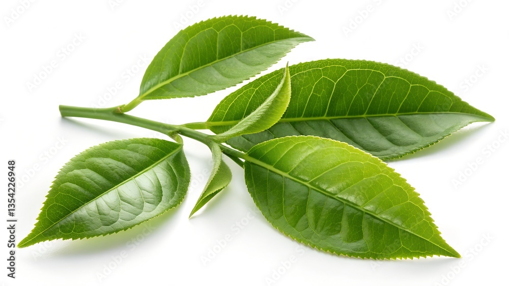 Obraz premium Fresh Green Tea Leaves – Vibrant and Organic Camellia Sinensis Foliage for Natural and Herbal Wellness