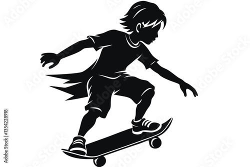 Boys skateboarding Skateboarder silhouette vector on a white background