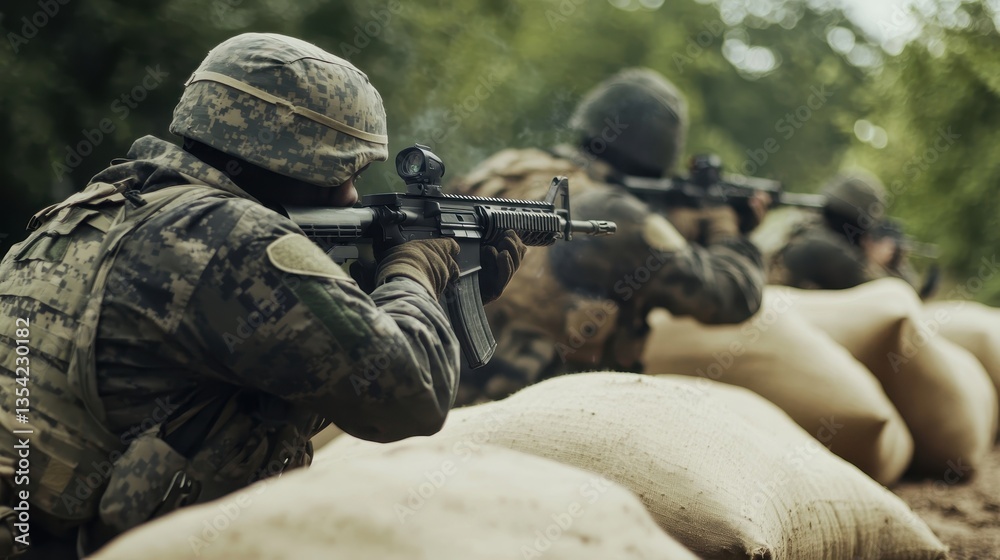 soldiers in combat training exercise