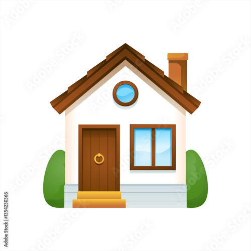 House with Garden Emoji Icon Illustration. Home Vector Symbol Emoticon Design Doodle Vector 10 eps.