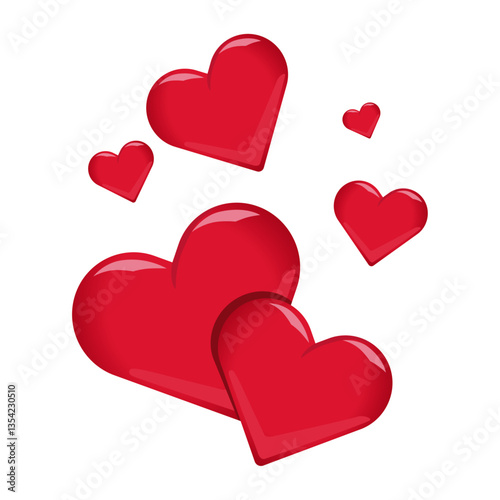 hearts falling vector