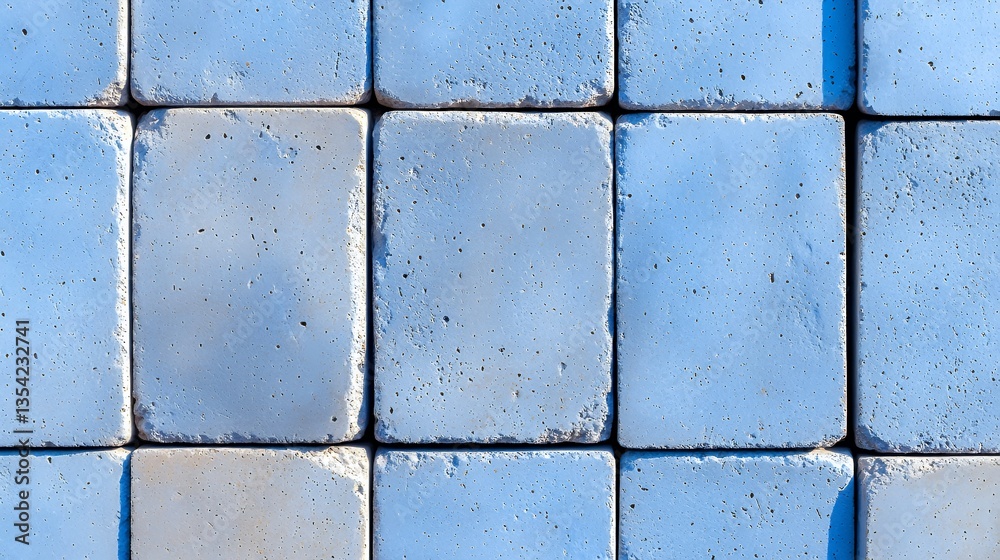 Naklejka premium Blue Brick Wall Close Up Pattern Texture Background Abstract Minimalist Design