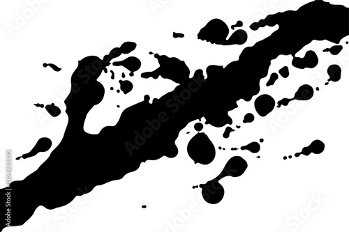 
brush stroke with splashes on white