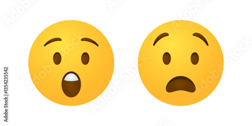 Emoji shocked face icon isolated.Cartoon face.