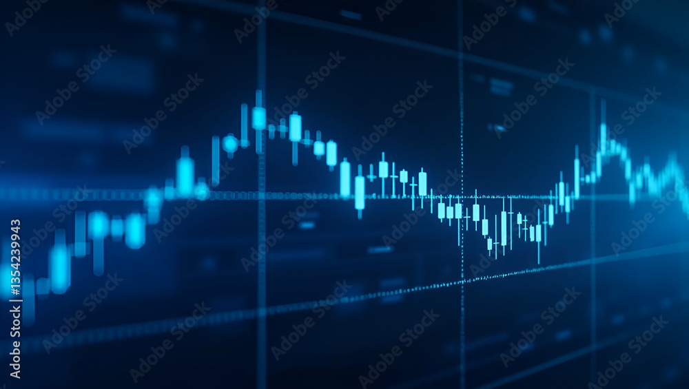 Flat Stock Market Graph and Ticker on Blue Screen: Real-Time Share Volume, Price Changes, and Economic Trends - A Cute Vector Illustration for Stock Exchange Analysis Flat Stock Market Graph and Ticker on Blue Screen: Real-Time Share Volume, Price Changes, and Economic Trends - A Cute Vector Illustration for Stock Exchange Analysis