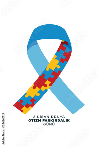 Otizm dünya farkındalık günü, 2 nisan. Translation: Autism world awareness day, April 2