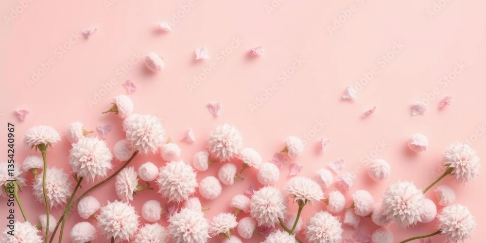 Obraz premium Pink Flower Blossom Background Floral Spring Design Pastel Colors