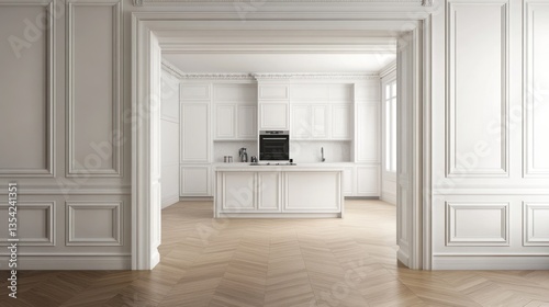 Elegant White Kitchen Interior Design  Classic French Style