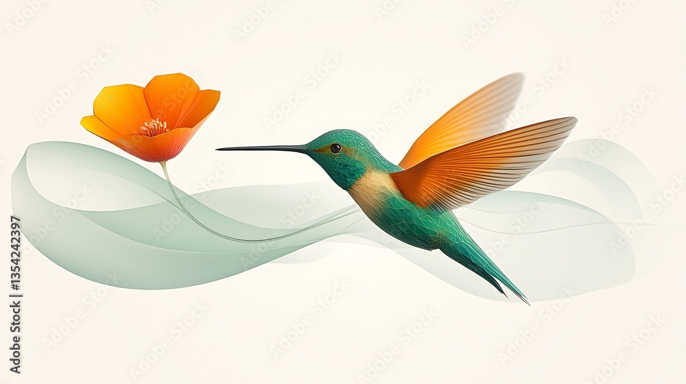 Obraz premium Hummingbird Poppy Flower.