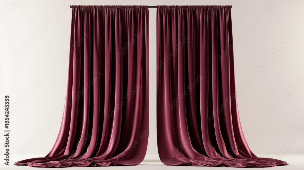custom made wallpaper toronto digital3D blackout curtains in deep maroon, displayed on transparent background, polished surface, smooth folds, crisp focus, clean lines, and functional and luxurious design.