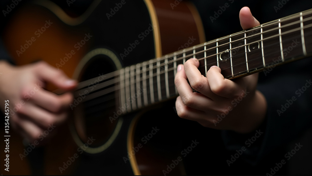 Flat Close-Up Illustration of a Man's Hands Skillfully Playing Guitar: Capturing Musical Expression and Intricate Finger Movements in a Cute Vector Style Flat Close-Up Illustration of a Man's Hands Skillfully Playing Guitar: Capturing Musical Expression and Intricate Finger Movements in a Cute Vector Style