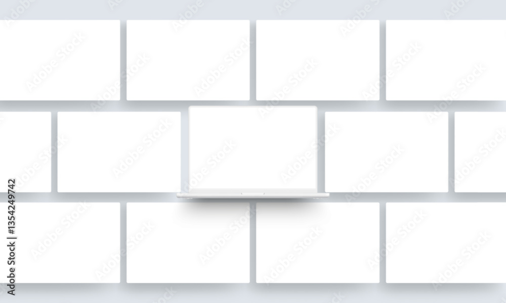 Clay Laptop Mockup With Blank Web Screens For Showcase Your Website Designs. Vector Illustration Clay Laptop Mockup With Blank Web Screens For Showcase Your Website Designs. Vector Illustration