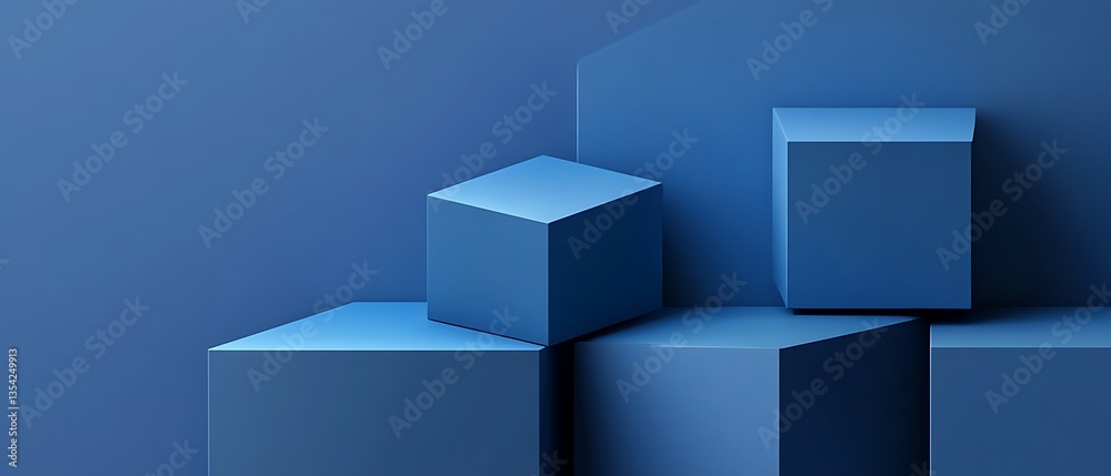 Blue geometric shapes arranged to create an abstract minimalist composition Blue geometric shapes arranged to create an abstract minimalist composition