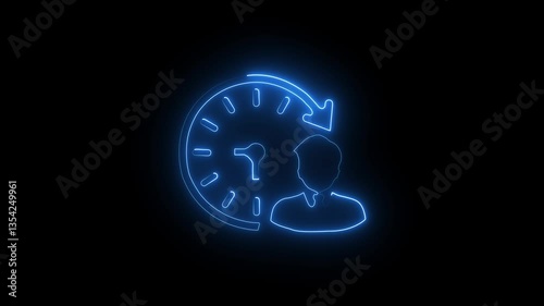 Wallpaper Mural  Neon Working Hours Icon with Clock and man Animation on Black Background – HD Video Torontodigital.ca
