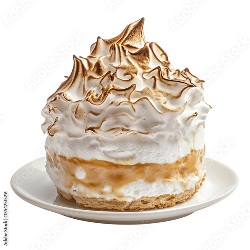 Classic Baked Alaska with Meringue Topping Isolated on Transparent Background