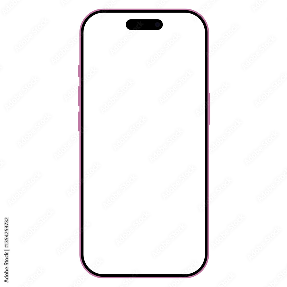 Smart phone with blank screen isolated on white background, Pink mock up aluminum body in 2024, 6.1 inch, 6.3 inch, 6.7 inch, 6.9 inch. Vector illustration Ai Smart phone with blank screen isolated on white background, Pink mock up aluminum body in 2024, 6.1 inch, 6.3 inch, 6.7 inch, 6.9 inch. Vector illustration Ai