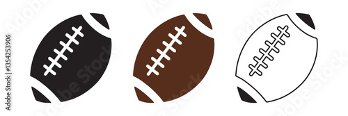 Set of collection icons. American football ball icon. Rugby ball icon. Vector illustration eps 10