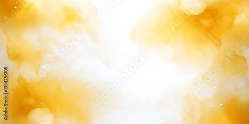 Yellow abstract background. Watercolor. Smudge, blur, splash. Hand drawn. Colorful artistic background with copy space for design. Wide banner. Thanksgiving, Autumn, Summer, Vacation