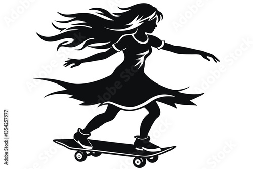 A girl on a skateboard silhouette