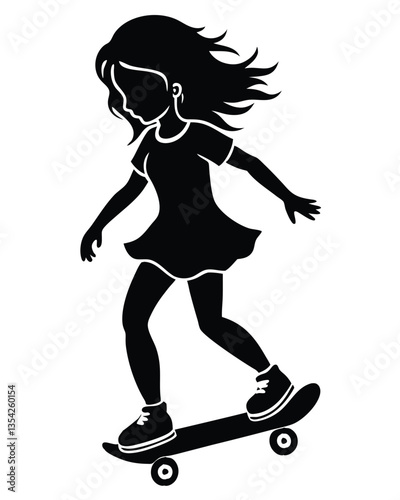 silhouette of a girl on a skateboard