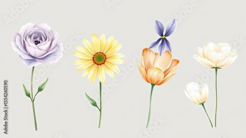 Wallpaper Mural Elegant Floral Collection Pastel Roses Daisies Tulips and More Torontodigital.ca