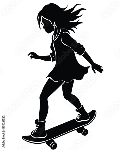 girls skateboarding silhouette