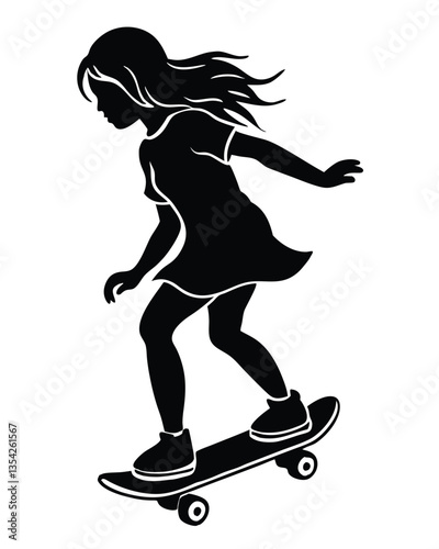 girls skateboarding silhouette