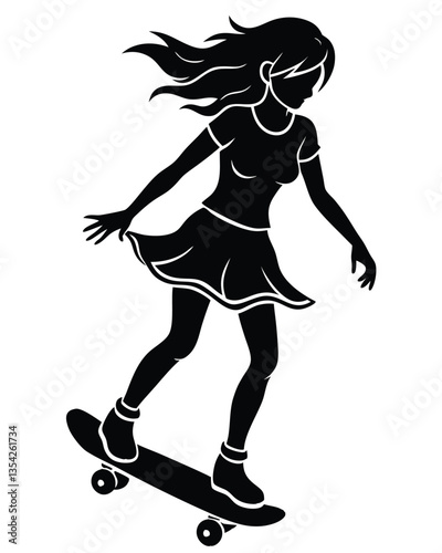 girls skateboarding silhouette