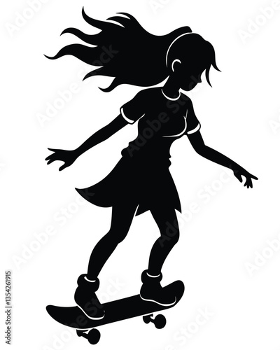girls skateboarding silhouette
