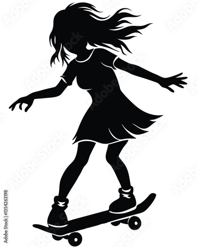 A girl on a skateboard silhouette