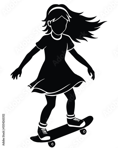 A girl on a skateboard silhouette
