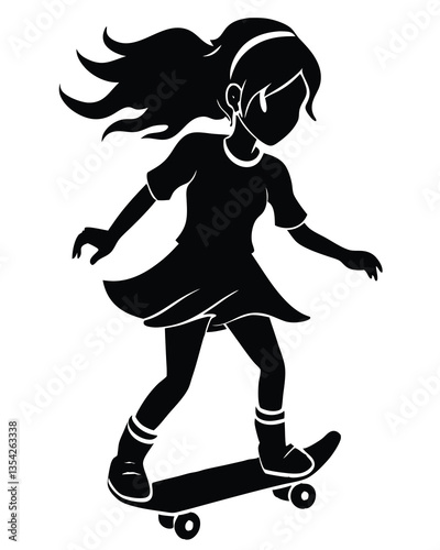 A girl on a skateboard silhouette