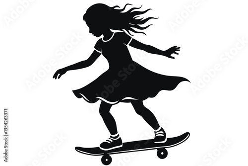 A girl on a skateboard silhouette