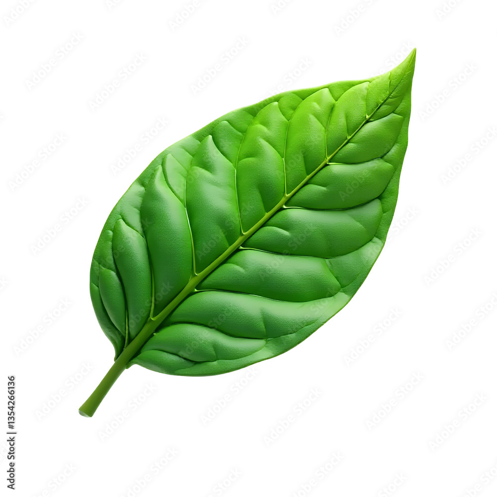 Fototapeta premium Green-Leaf_Macro-Isolated_Leaf-Veins-Nature-Botany
