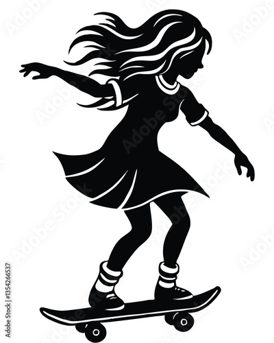 girl on a skateboard silhouette
