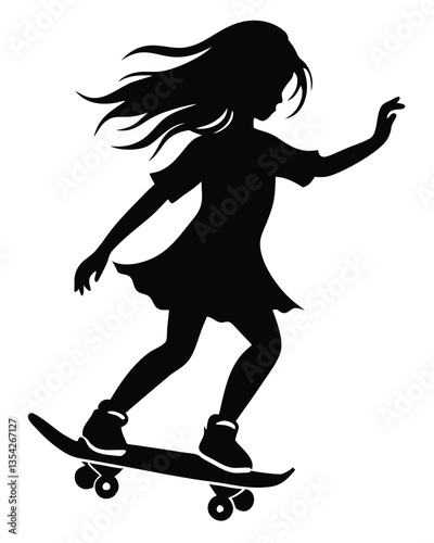 girl on a skateboard silhouette