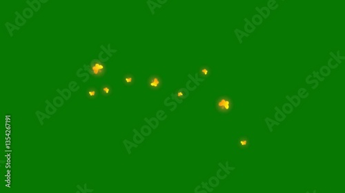 Beautiful golden glowing butterfly on green and black screen