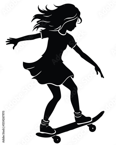 girl on a skateboard silhouette