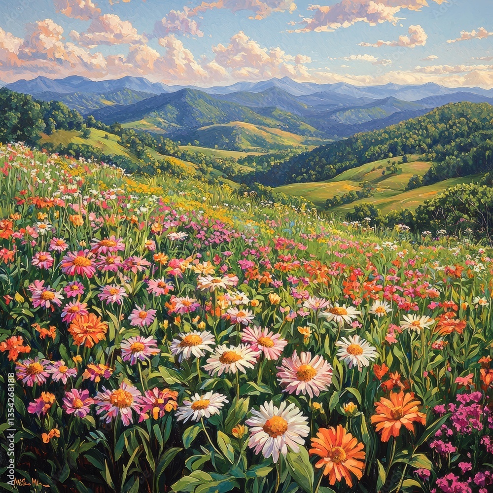 Obraz premium Here's the requested information for the imageMountain Meadow in Bloom Painting