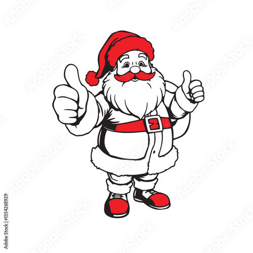 Continuous one line art drawing a santa claus giving a thumbs up design vector illustration.
