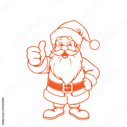 Continuous one line art drawing a santa claus giving a thumbs up design vector illustration.