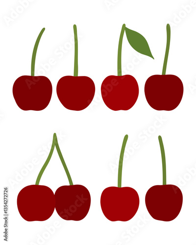 Set of hand drawn cherry clipart illustration