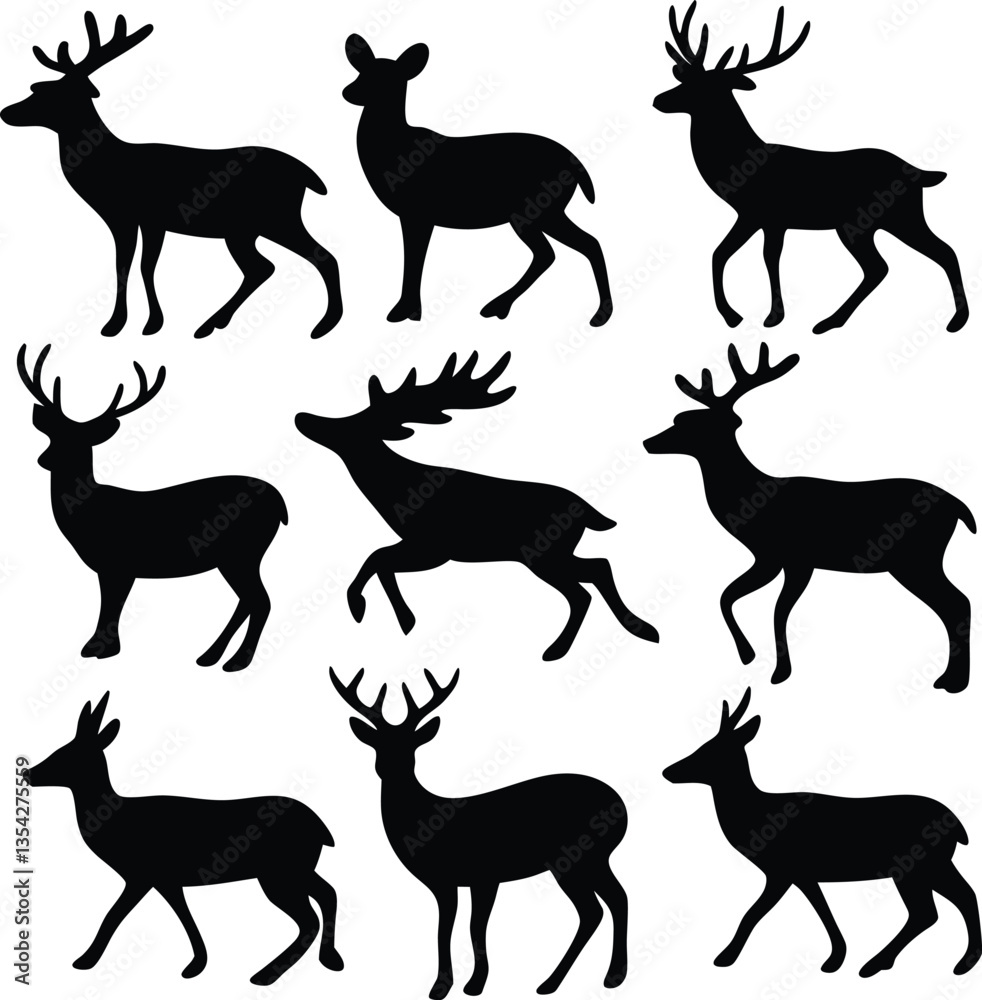 Deer Silhouette Vector Pack Wildlife and Forest Animal Deer Silhouette Vector Pack Wildlife and Forest Animal