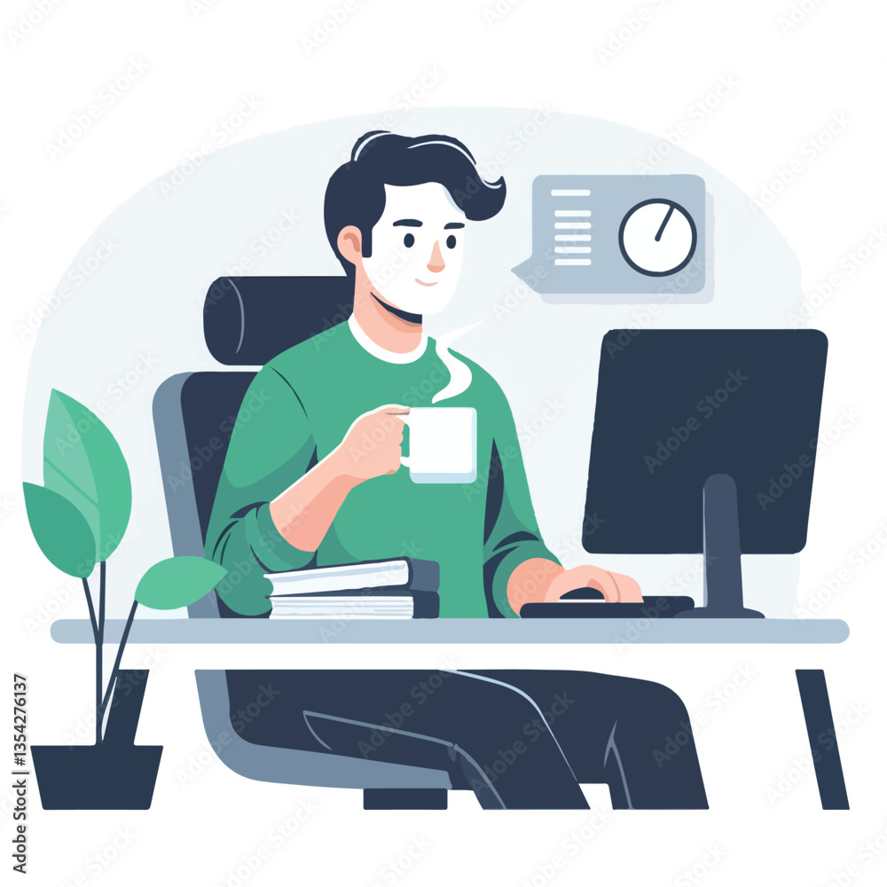 Fototapeta premium a set of vector images of an IT technician