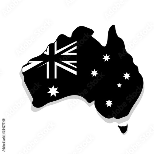 Australia Map with Australian Flag Icon Design for Branding and Product Labels.