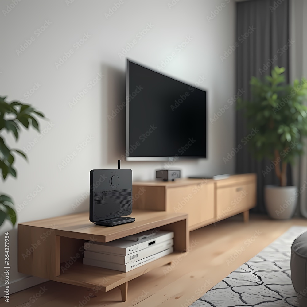 Modern living room with sofa and TV display Modern living room with sofa and TV display