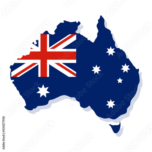 Australia Map with Australian Flag Icon Design for Branding and Product Labels.